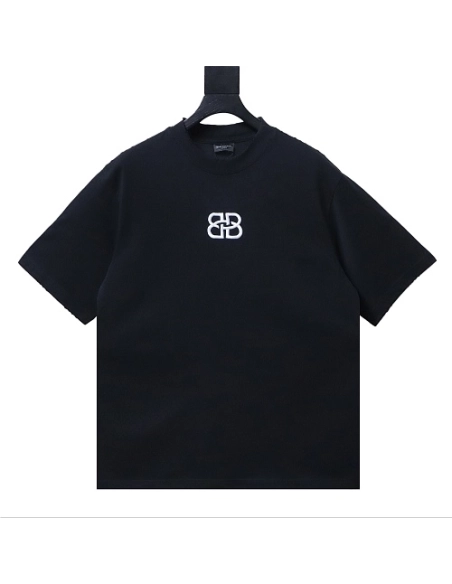Balenciaga Roma Series Embroidered Distressed T-Shirt Black,Balenciaga T-Shirts,T-Shirts,CLOTHES