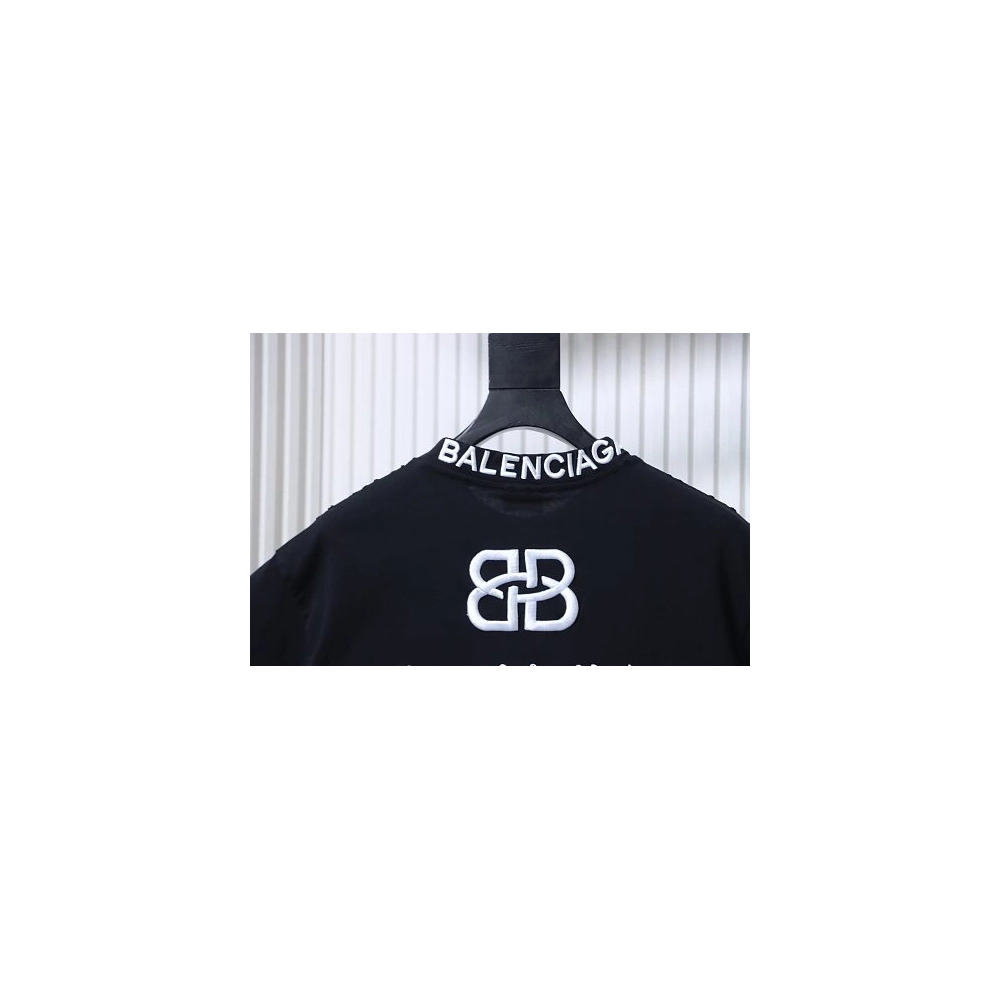 Balenciaga Roma Series Embroidered Distressed T-Shirt Black,Balenciaga T-Shirts,T-Shirts,CLOTHES