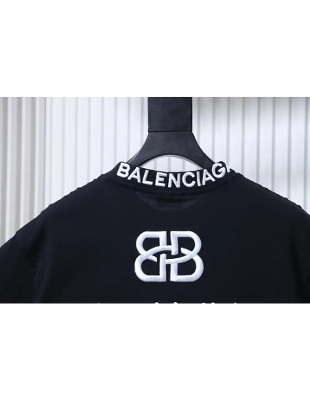 Balenciaga Roma Series Embroidered Distressed T-Shirt Black,Balenciaga T-Shirts,T-Shirts,CLOTHES