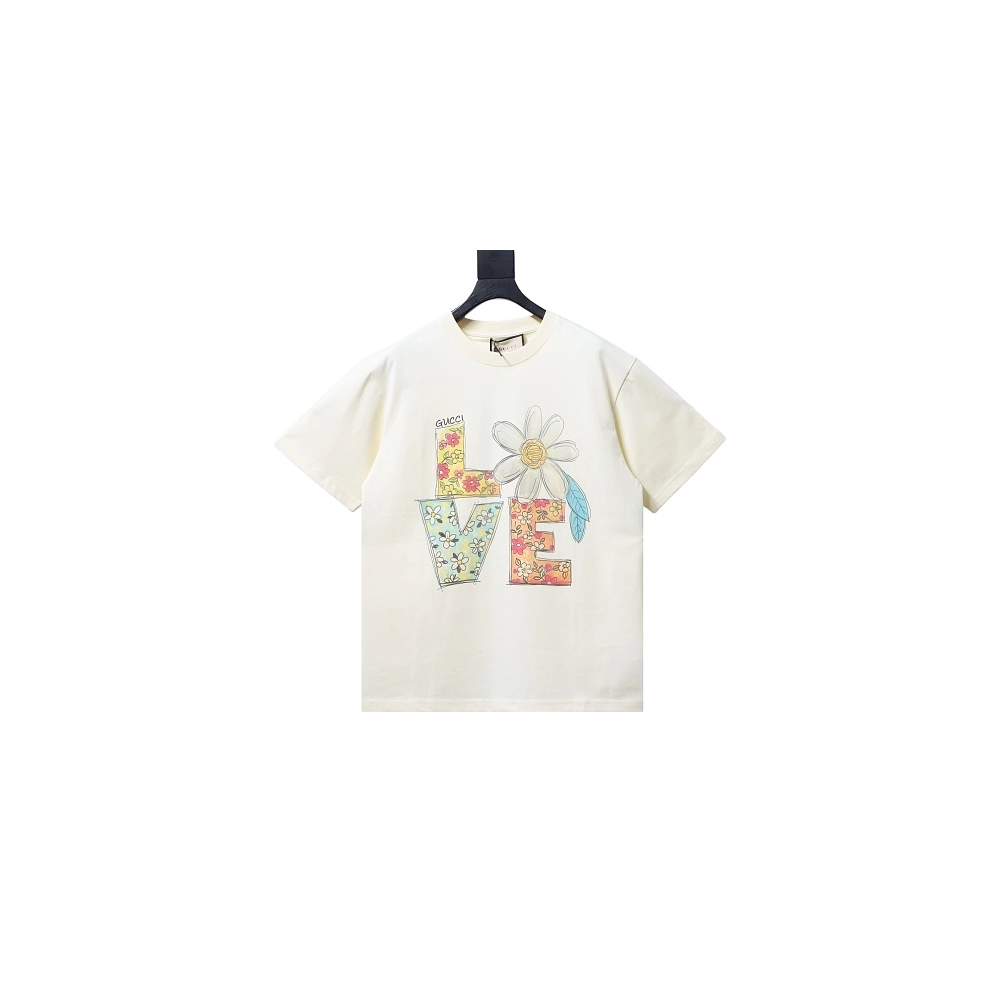Gucci Cartoon Floral Love T-Shirt,Gucci T-shirts,T-Shirts,CLOTHES