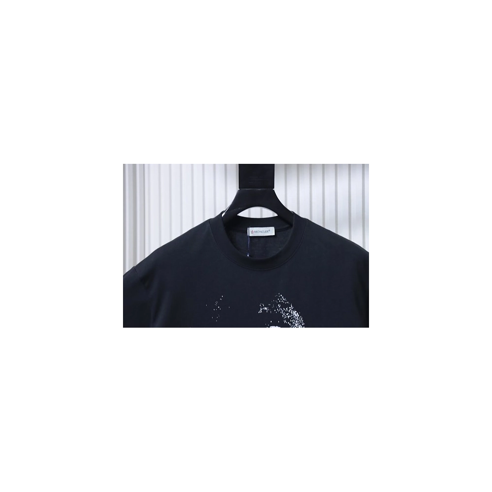 Moncler Ink-Style Mountain Print T-Shirt Black,Moncler T-Shirts,T-Shirts,CLOTHES