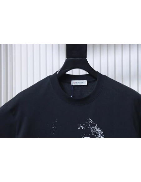 Moncler Ink-Style Mountain Print T-Shirt Black,Moncler T-Shirts,T-Shirts,CLOTHES