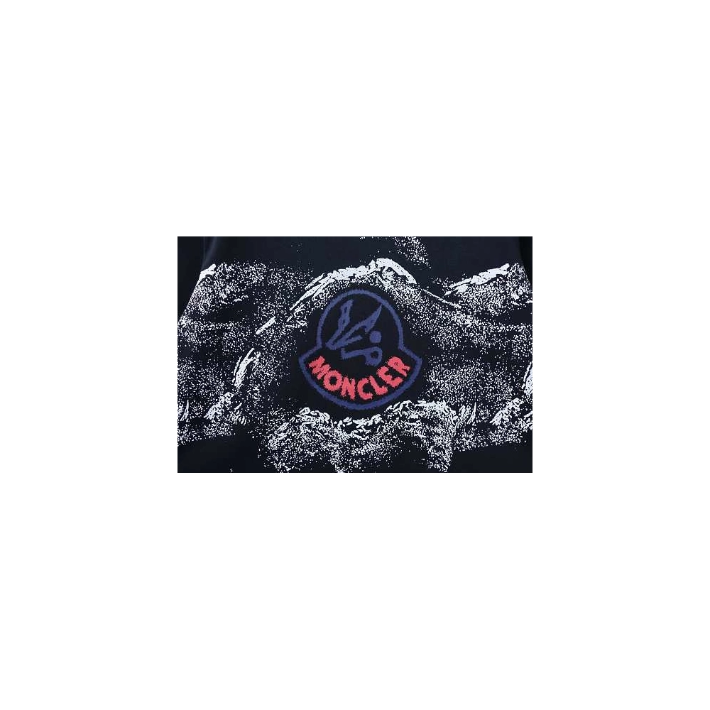 Moncler Ink-Style Mountain Print T-Shirt Black,Moncler T-Shirts,T-Shirts,CLOTHES