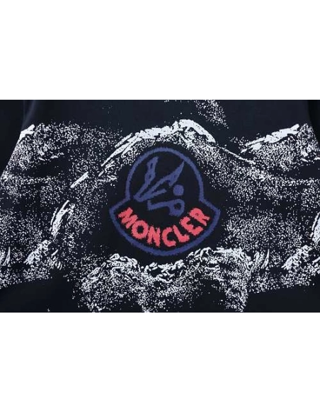Moncler Ink-Style Mountain Print T-Shirt Black,Moncler T-Shirts,T-Shirts,CLOTHES