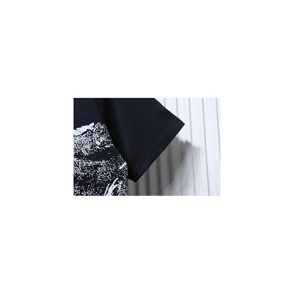 Moncler Ink-Style Mountain Print T-Shirt Black,Moncler T-Shirts,T-Shirts,CLOTHES