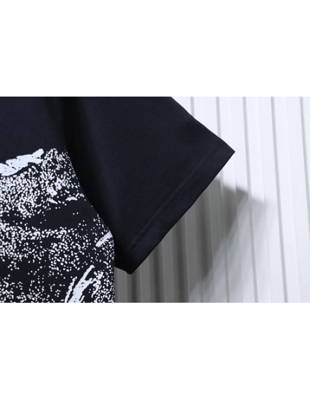 Moncler Ink-Style Mountain Print T-Shirt Black,Moncler T-Shirts,T-Shirts,CLOTHES