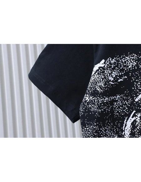 Moncler Ink-Style Mountain Print T-Shirt Black,Moncler T-Shirts,T-Shirts,CLOTHES