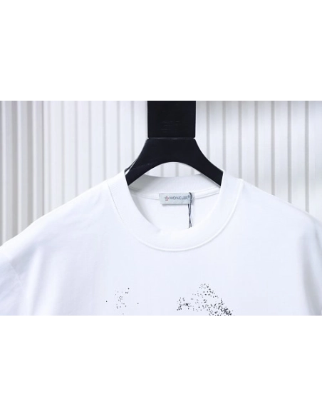Moncler Ink-Style Mountain Print T-Shirt White,Moncler T-Shirts,T-Shirts,CLOTHES