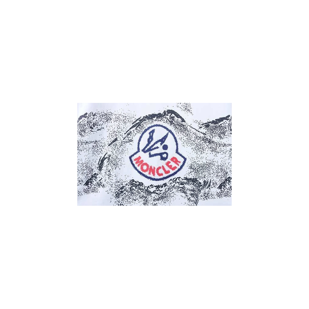 Moncler Ink-Style Mountain Print T-Shirt White,Moncler T-Shirts,T-Shirts,CLOTHES