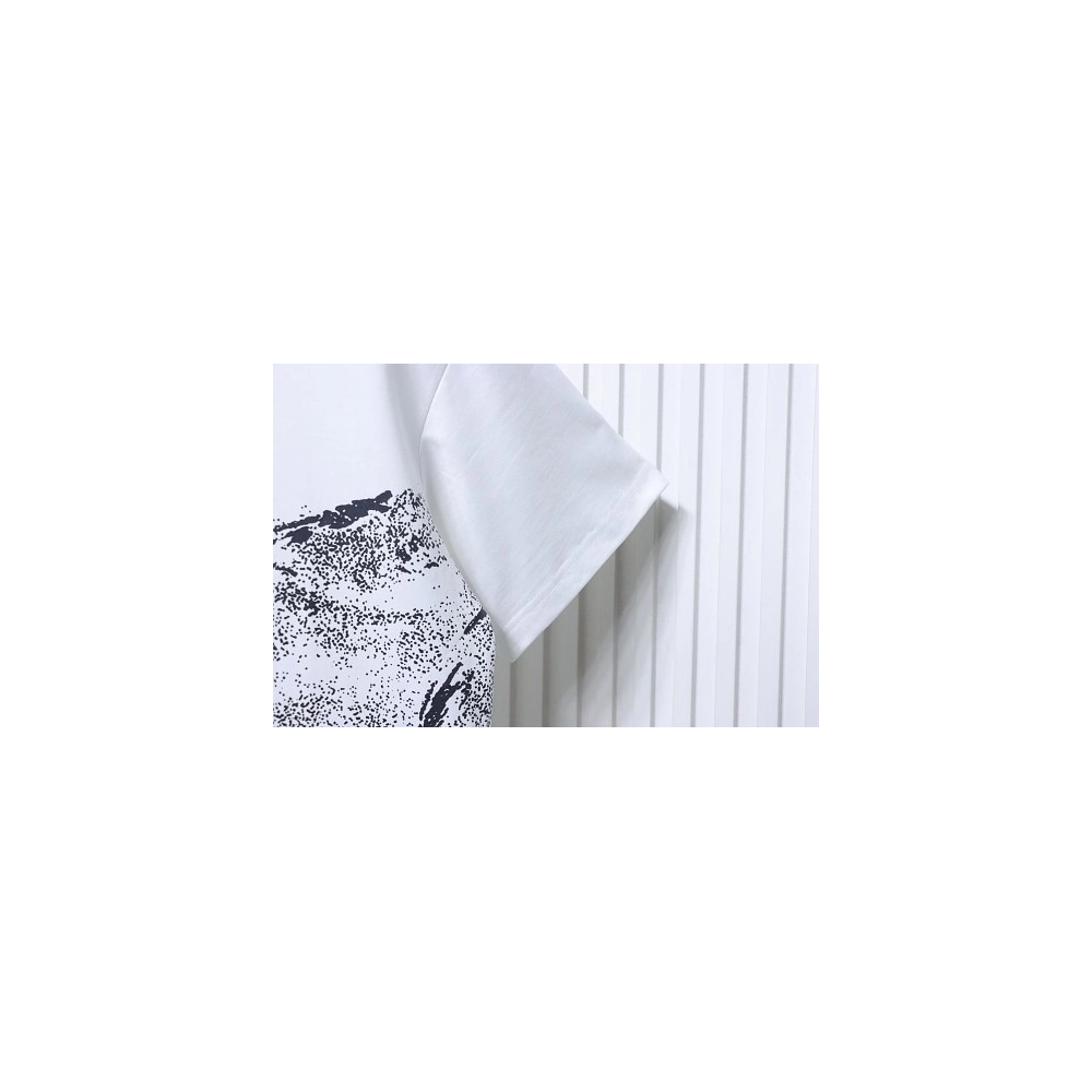 Moncler Ink-Style Mountain Print T-Shirt White,Moncler T-Shirts,T-Shirts,CLOTHES