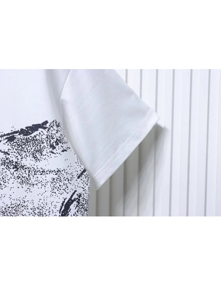 Moncler Ink-Style Mountain Print T-Shirt White,Moncler T-Shirts,T-Shirts,CLOTHES