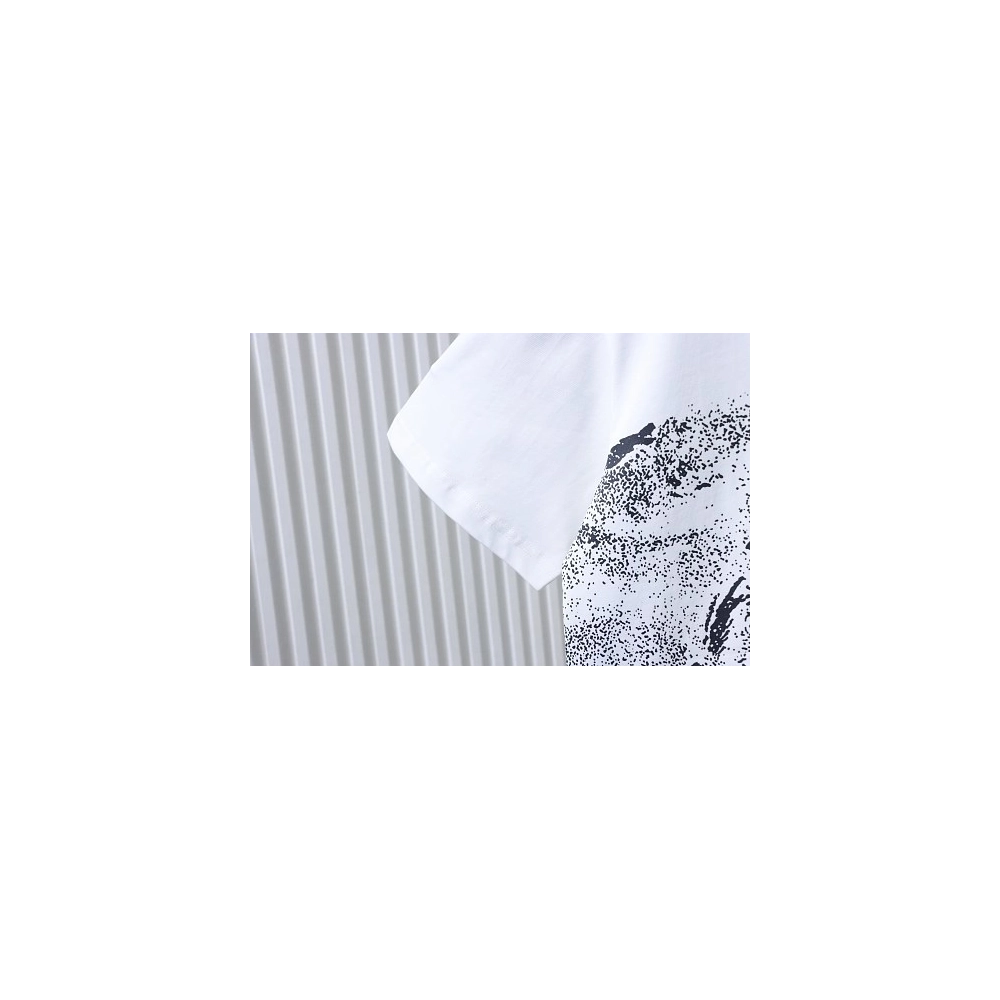 Moncler Ink-Style Mountain Print T-Shirt White,Moncler T-Shirts,T-Shirts,CLOTHES