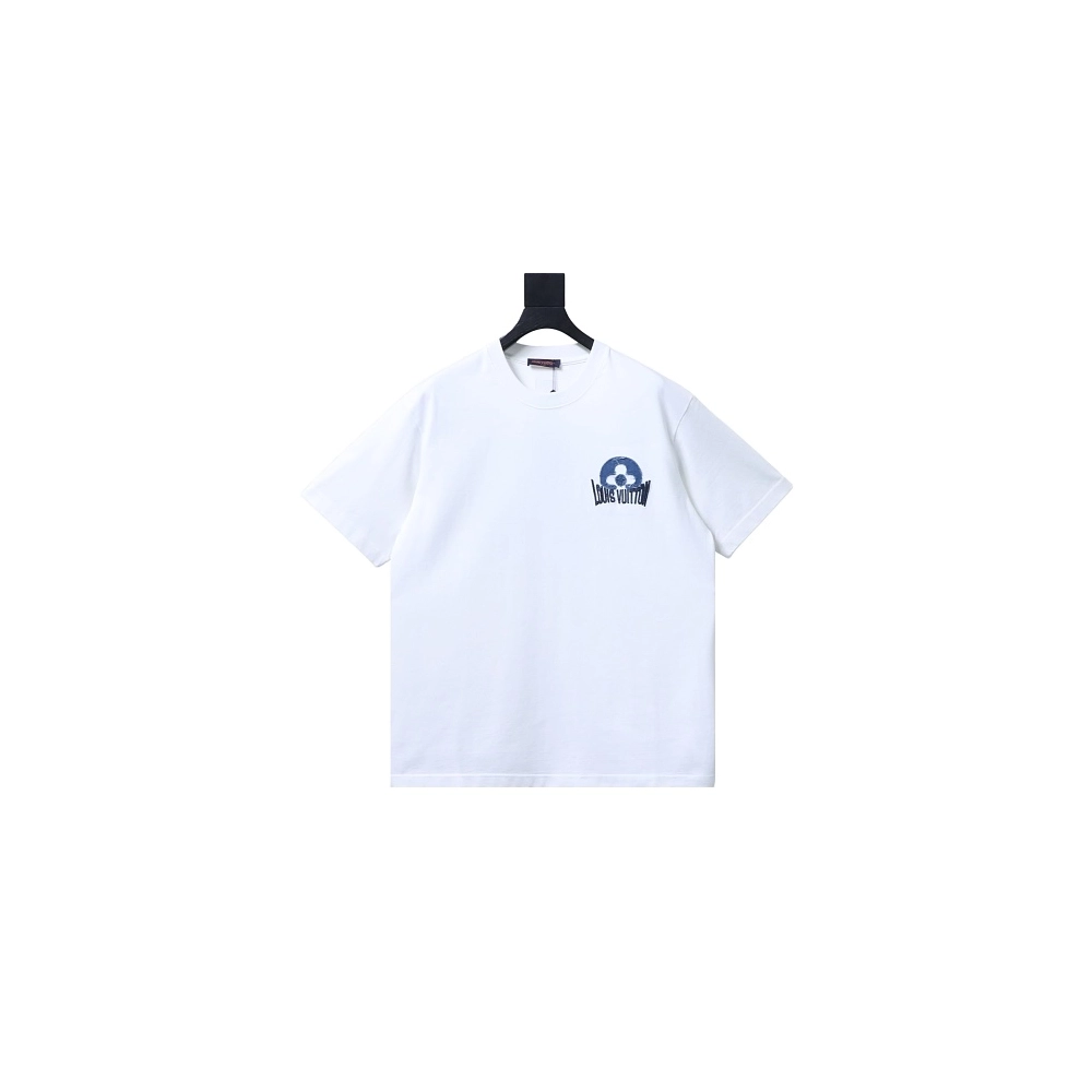 Louis Vuitton Distressed Denim Patchwork Embroidered T-Shirt White,Louis Vuitton T-Shirts,T-Shirts,CLOTHES