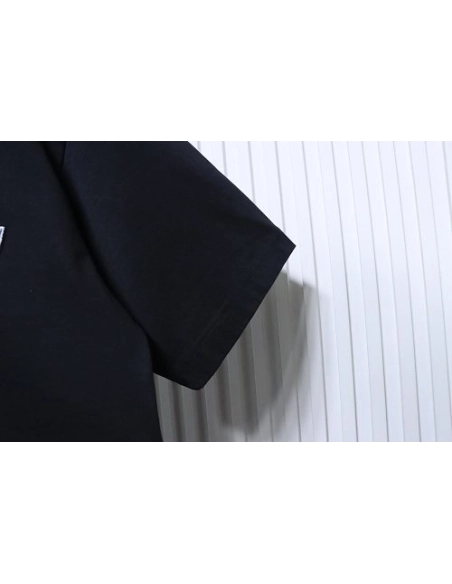 Louis Vuitton Distressed Denim Patchwork Embroidered T-Shirt Black,Louis Vuitton T-Shirts,T-Shirts,CLOTHES