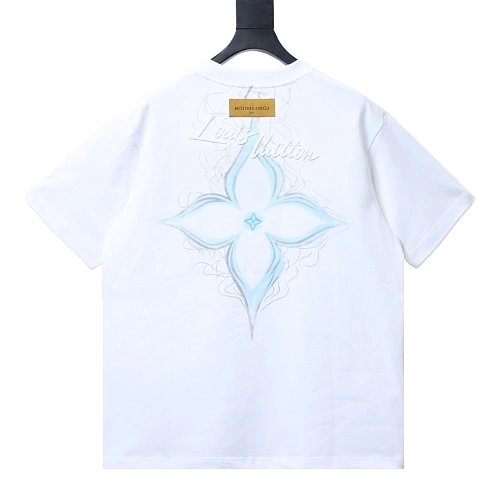 Louis Vuitton Back Four-Leaf Star-Flower Print T-Shirt White,Louis Vuitton T-Shirts,T-Shirts,CLOTHES