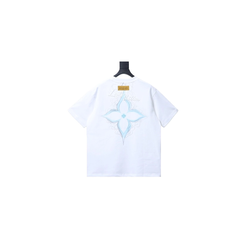 Louis Vuitton Back Four-Leaf Star-Flower Print T-Shirt White,Louis Vuitton T-Shirts,T-Shirts,CLOTHES