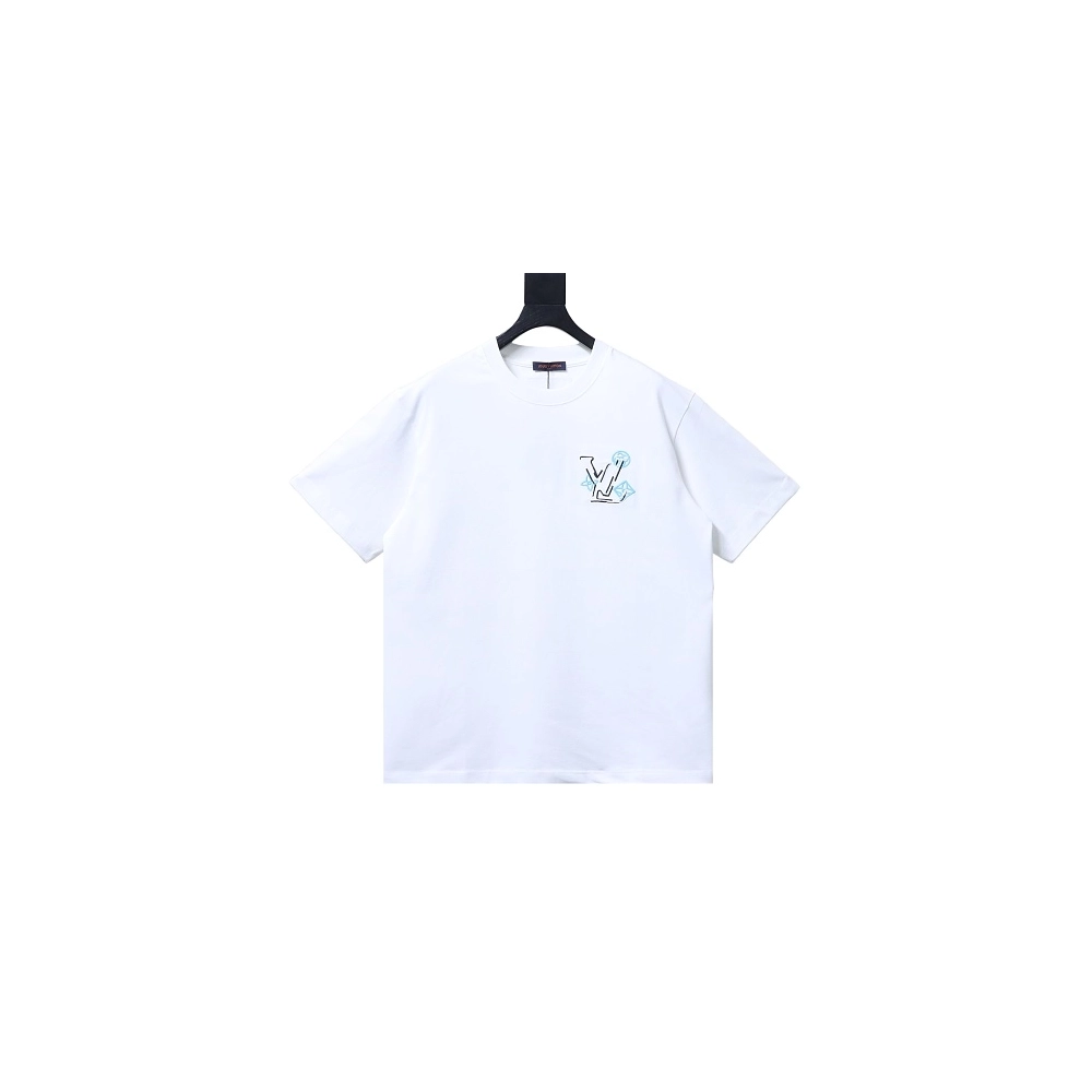 Louis Vuitton Back Four-Leaf Star-Flower Print T-Shirt White,Louis Vuitton T-Shirts,T-Shirts,CLOTHES
