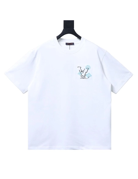 Louis Vuitton Back Four-Leaf Star-Flower Print T-Shirt White,Louis Vuitton T-Shirts,T-Shirts,CLOTHES