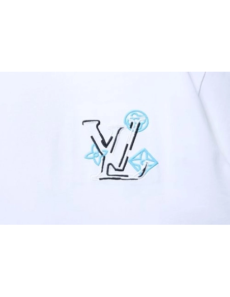 Louis Vuitton Back Four-Leaf Star-Flower Print T-Shirt White,Louis Vuitton T-Shirts,T-Shirts,CLOTHES