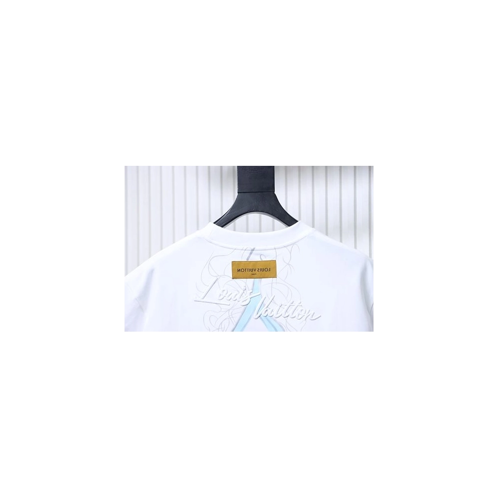 Louis Vuitton Back Four-Leaf Star-Flower Print T-Shirt White,Louis Vuitton T-Shirts,T-Shirts,CLOTHES