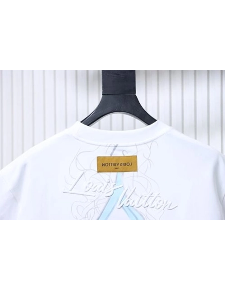 Louis Vuitton Back Four-Leaf Star-Flower Print T-Shirt White,Louis Vuitton T-Shirts,T-Shirts,CLOTHES