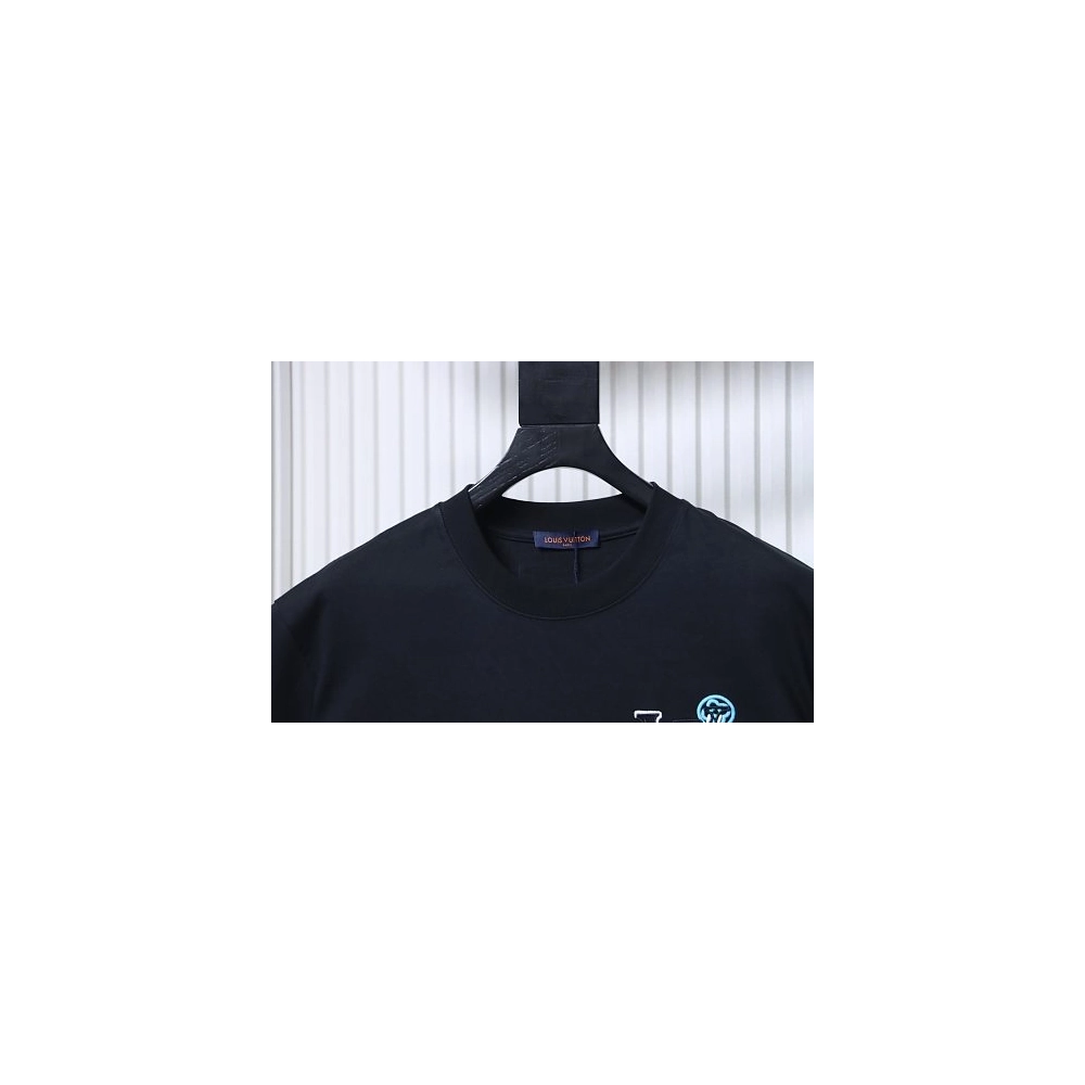 Louis Vuitton Back Four-Leaf Star-Flower Print T-Shirt Black,Louis Vuitton T-Shirts,T-Shirts,CLOTHES