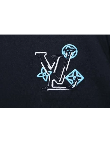 Louis Vuitton Back Four-Leaf Star-Flower Print T-Shirt Black,Louis Vuitton T-Shirts,T-Shirts,CLOTHES