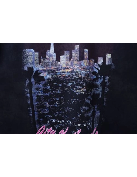 Balenciaga City Nightscape Print Short Sleeve Vest Black,Balenciaga T-Shirts,T-Shirts,CLOTHES