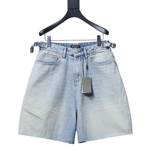 Balenciaga Denim Shorts with Fringed Hems,Balenciaga Shorts,Shorts,CLOTHES
