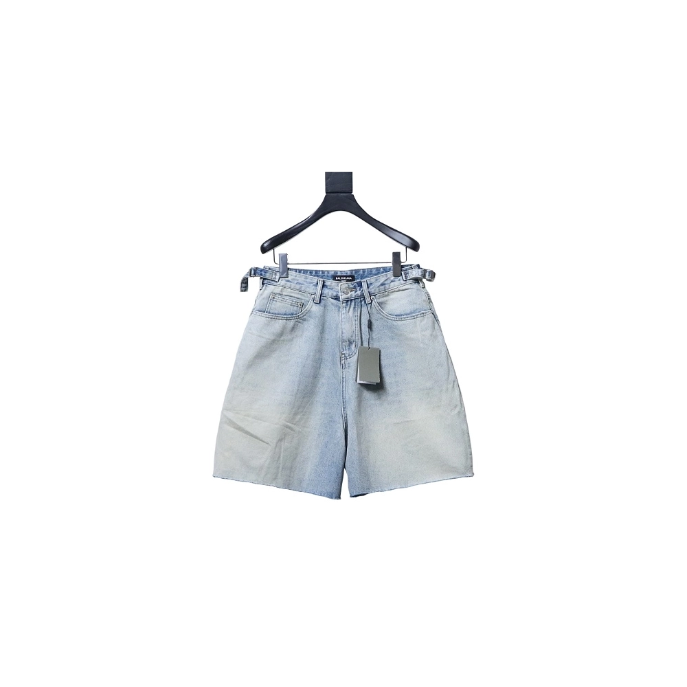 Balenciaga Denim Shorts with Fringed Hems,Balenciaga Shorts,Shorts,CLOTHES
