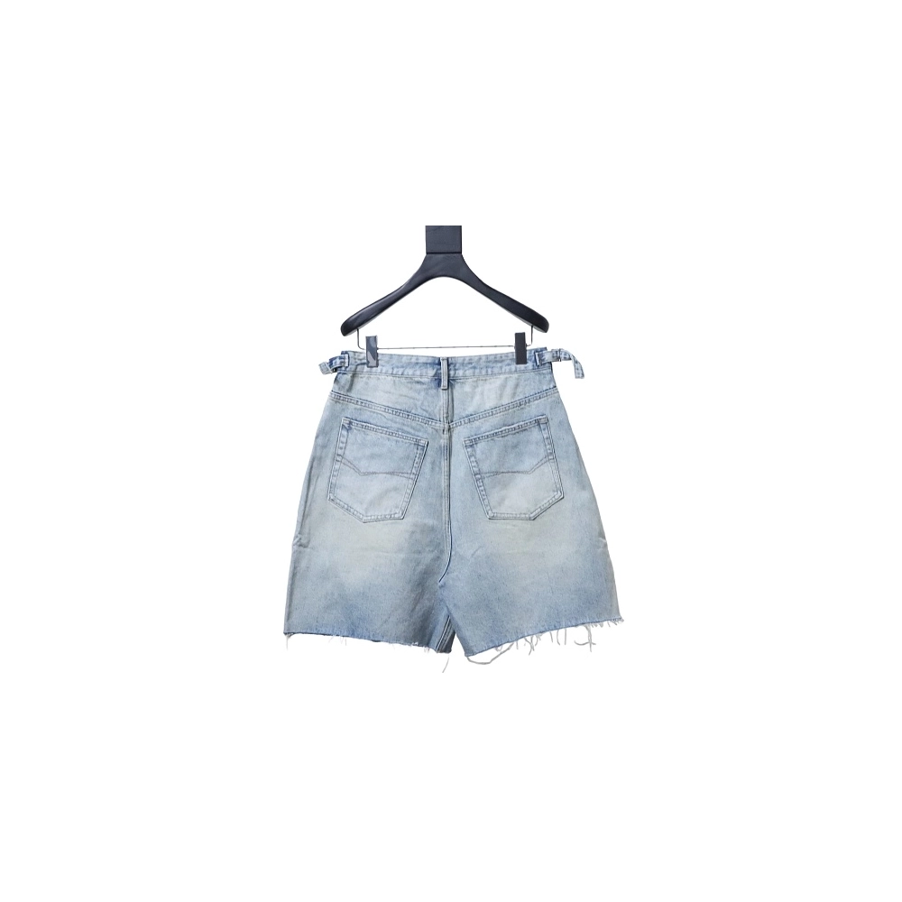 Balenciaga Denim Shorts with Fringed Hems,Balenciaga Shorts,Shorts,CLOTHES