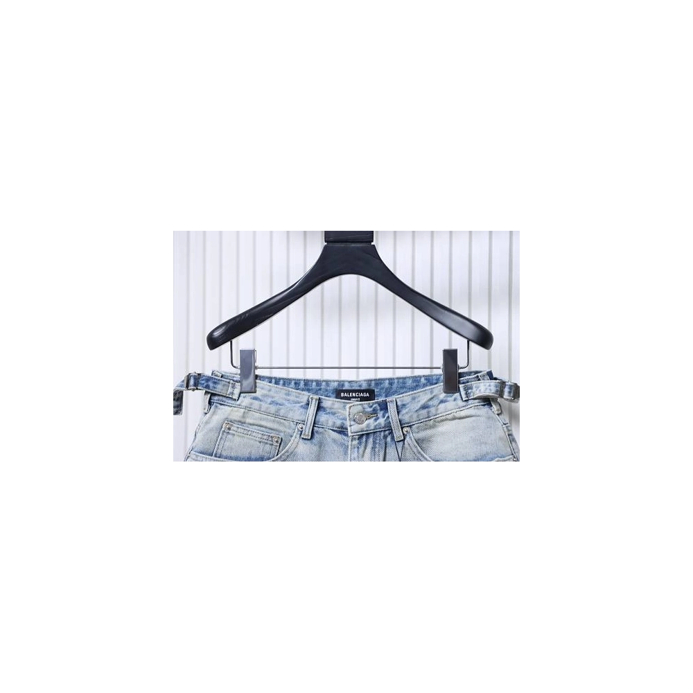 Balenciaga Denim Shorts with Fringed Hems,Balenciaga Shorts,Shorts,CLOTHES