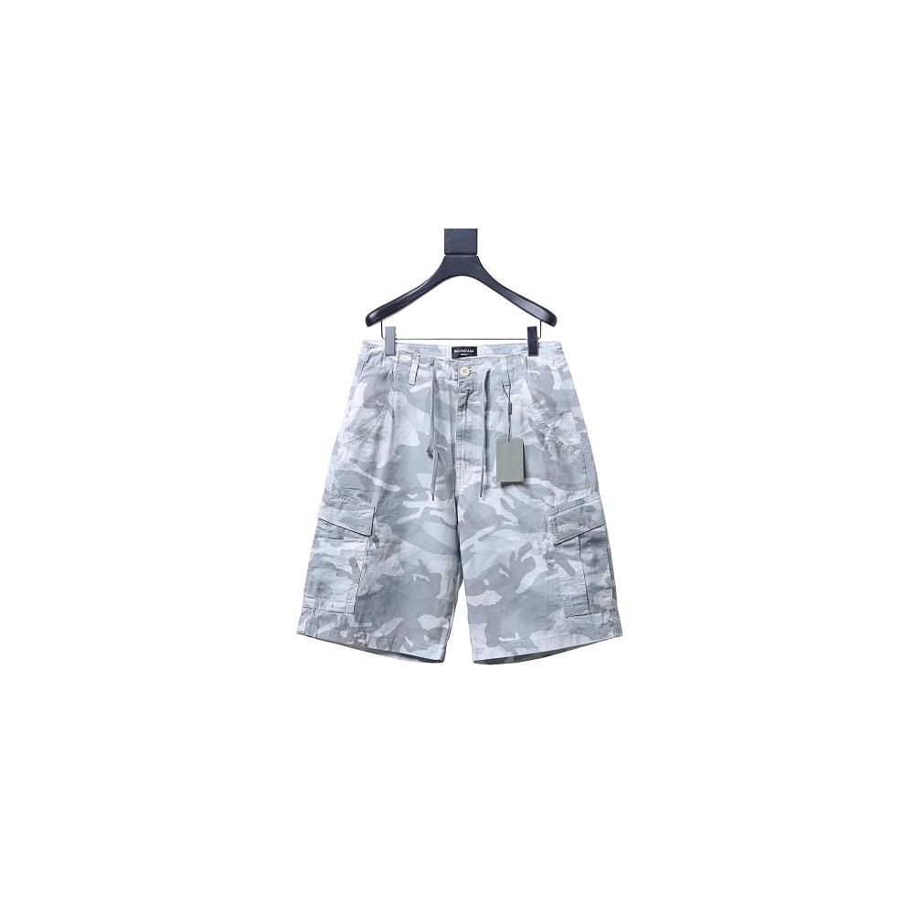 Balenciaga White and Gray Camouflage Shorts,Balenciaga Shorts,Shorts,CLOTHES