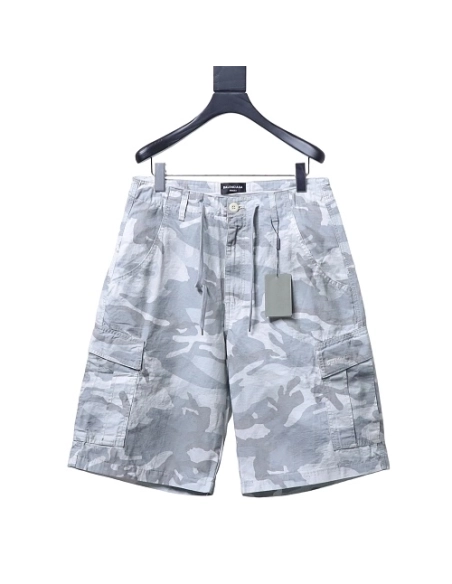 Balenciaga White and Gray Camouflage Shorts,Balenciaga Shorts,Shorts,CLOTHES