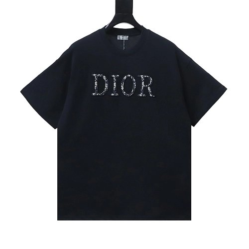 Dior CD Letter Applique T-Shirt Black,Dior T-Shirts,T-Shirts,CLOTHES