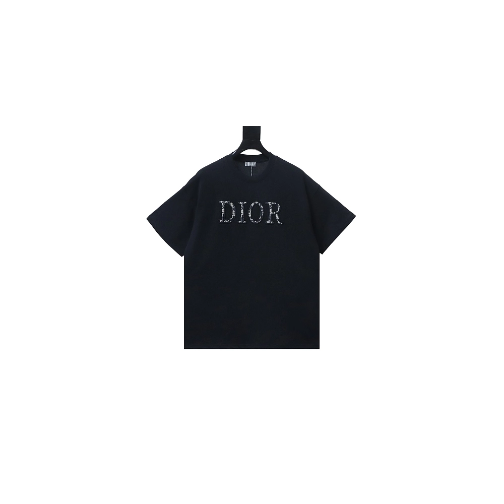 Dior CD Letter Applique T-Shirt Black,Dior T-Shirts,T-Shirts,CLOTHES