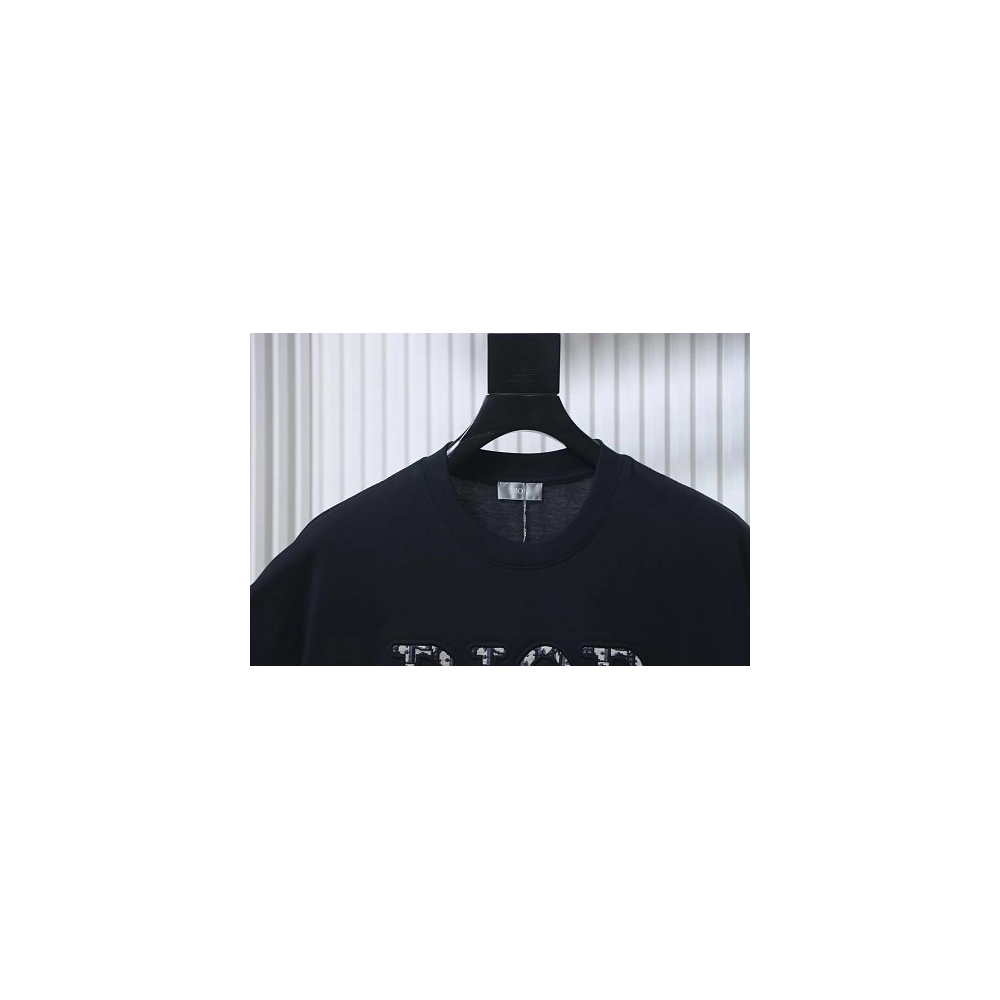 Dior CD Letter Applique T-Shirt Black,Dior T-Shirts,T-Shirts,CLOTHES