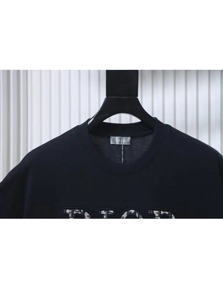 Dior CD Letter Applique T-Shirt Black,Dior T-Shirts,T-Shirts,CLOTHES