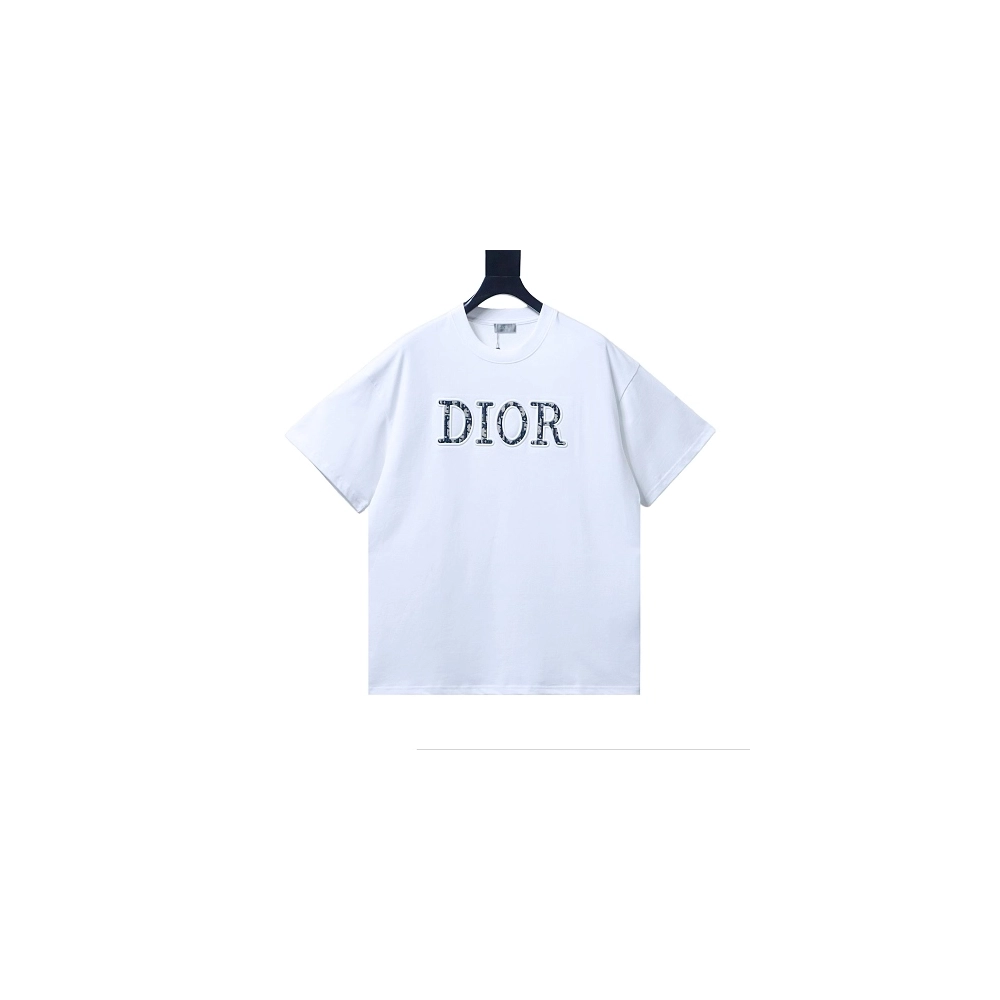 Dior CD Letter Applique T-Shirt White,Dior T-Shirts,T-Shirts,CLOTHES