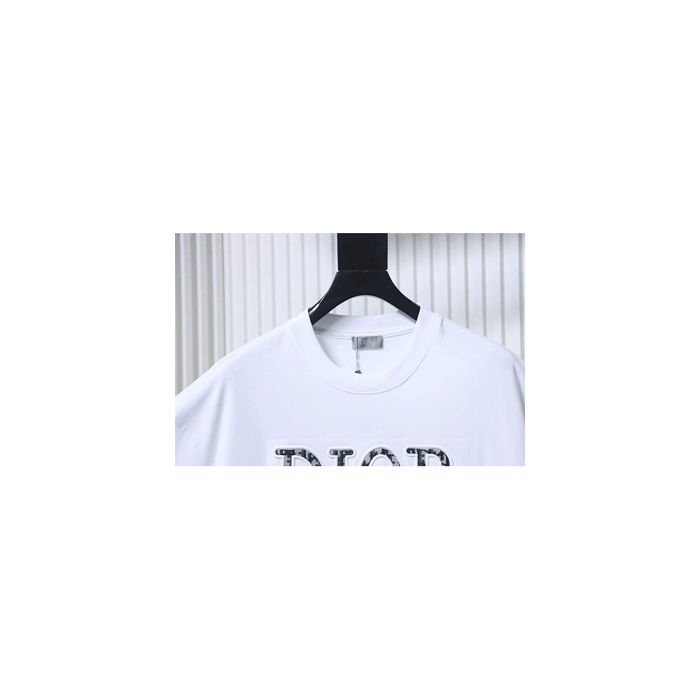 Dior CD Letter Applique T-Shirt White,Dior T-Shirts,T-Shirts,CLOTHES