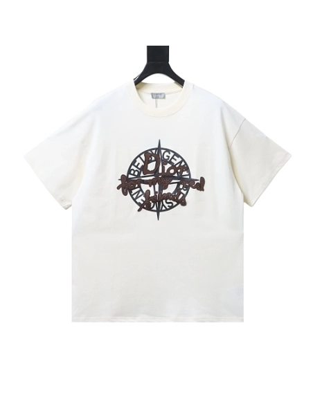 Dior Compass Print T-Shirt Apricot,Dior T-Shirts,T-Shirts,CLOTHES