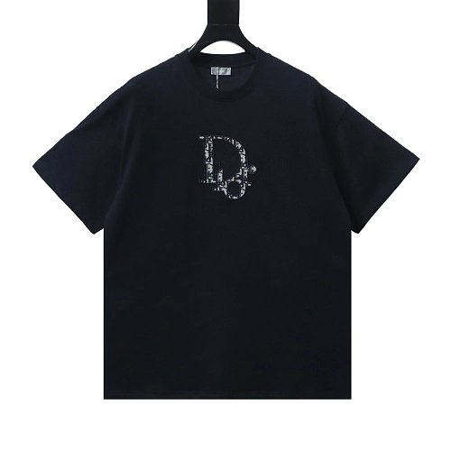 Dior Monogram Applique T-Shirt Black,Dior T-Shirts,T-Shirts,CLOTHES
