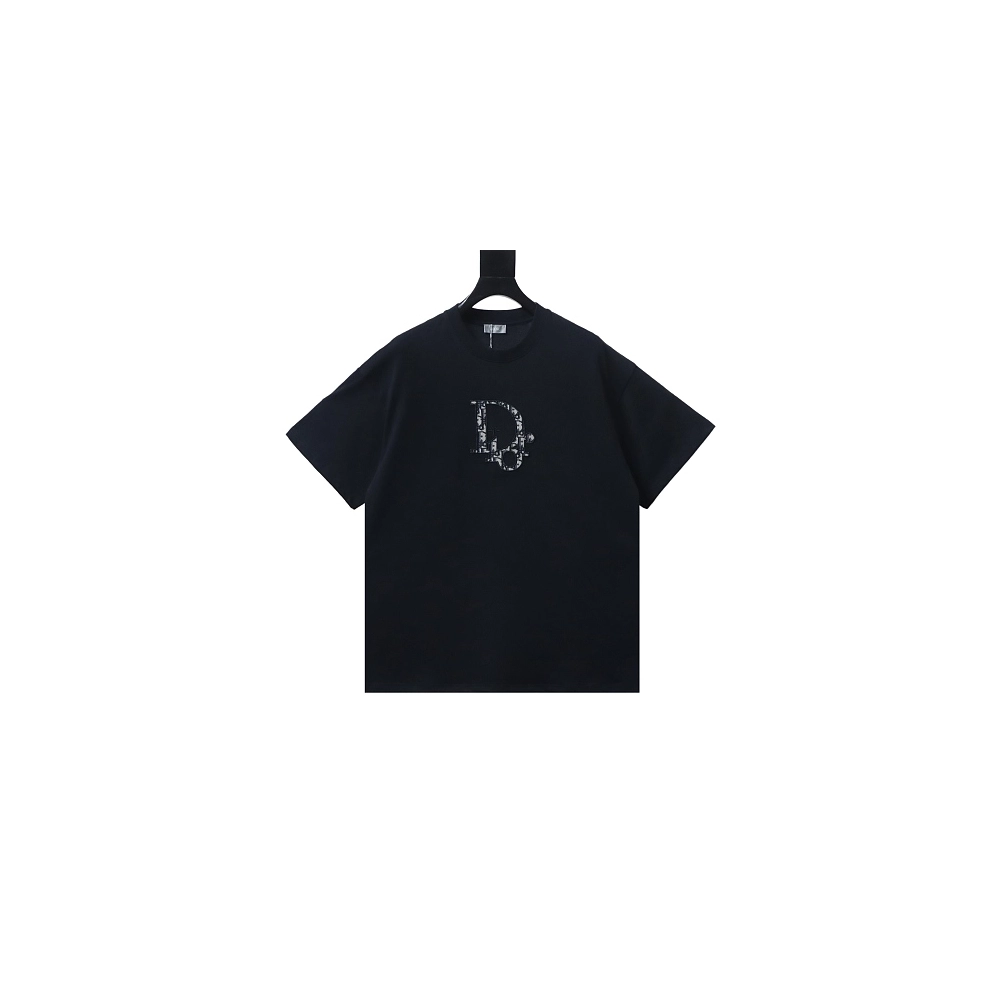 Dior Monogram Applique T-Shirt Black,Dior T-Shirts,T-Shirts,CLOTHES