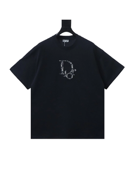 Dior Monogram Applique T-Shirt Black,Dior T-Shirts,T-Shirts,CLOTHES