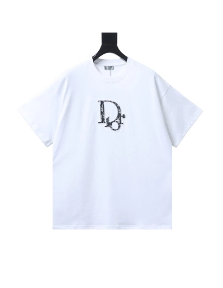Dior Monogram Applique T-Shirt White,Dior T-Shirts,T-Shirts,CLOTHES