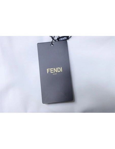 Fendi Yellow-Eyed Red-Letter Print T-Shirt White,Fendi T-Shirts,T-Shirts,CLOTHES