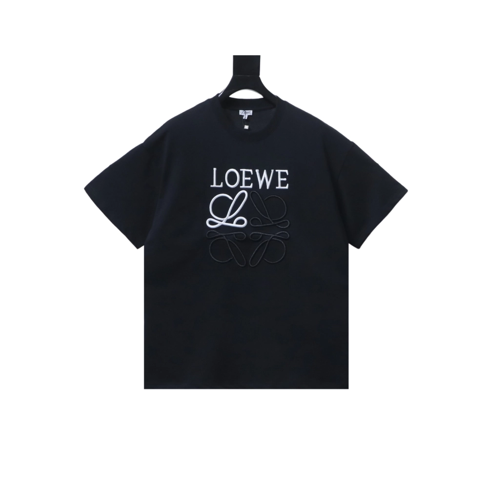 Loewe Line-style Letter Embroidery T-Shirt Black,Loewe T-Shirts,T-Shirts,CLOTHES