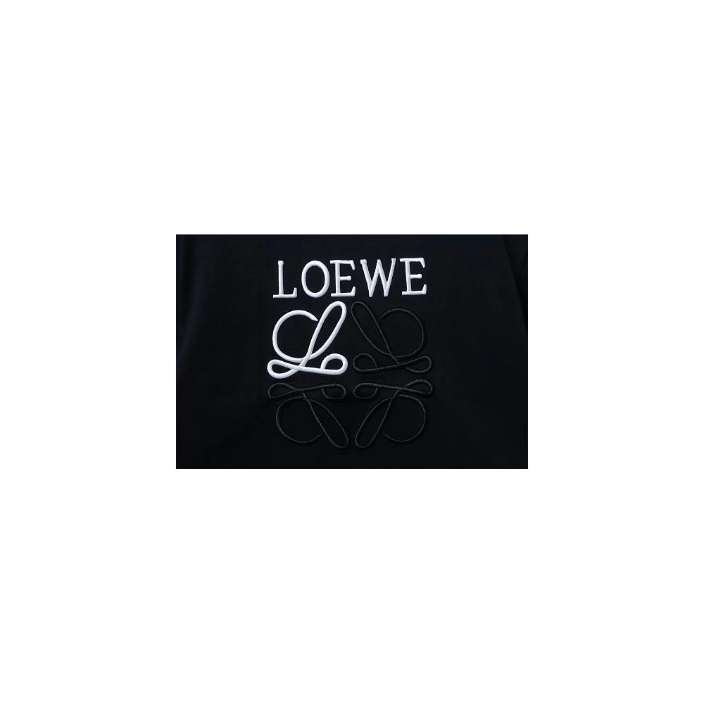 Loewe Line-style Letter Embroidery T-Shirt Black,Loewe T-Shirts,T-Shirts,CLOTHES