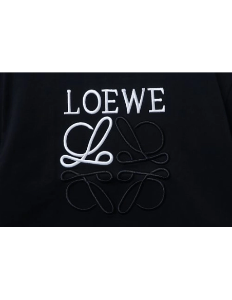Loewe Line-style Letter Embroidery T-Shirt Black,Loewe T-Shirts,T-Shirts,CLOTHES
