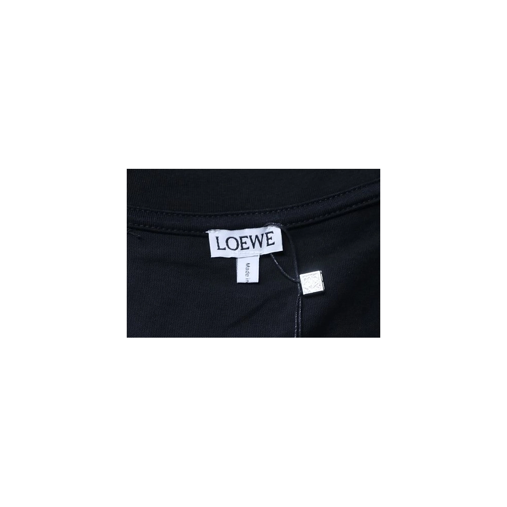 Loewe Line-style Letter Embroidery T-Shirt Black,Loewe T-Shirts,T-Shirts,CLOTHES